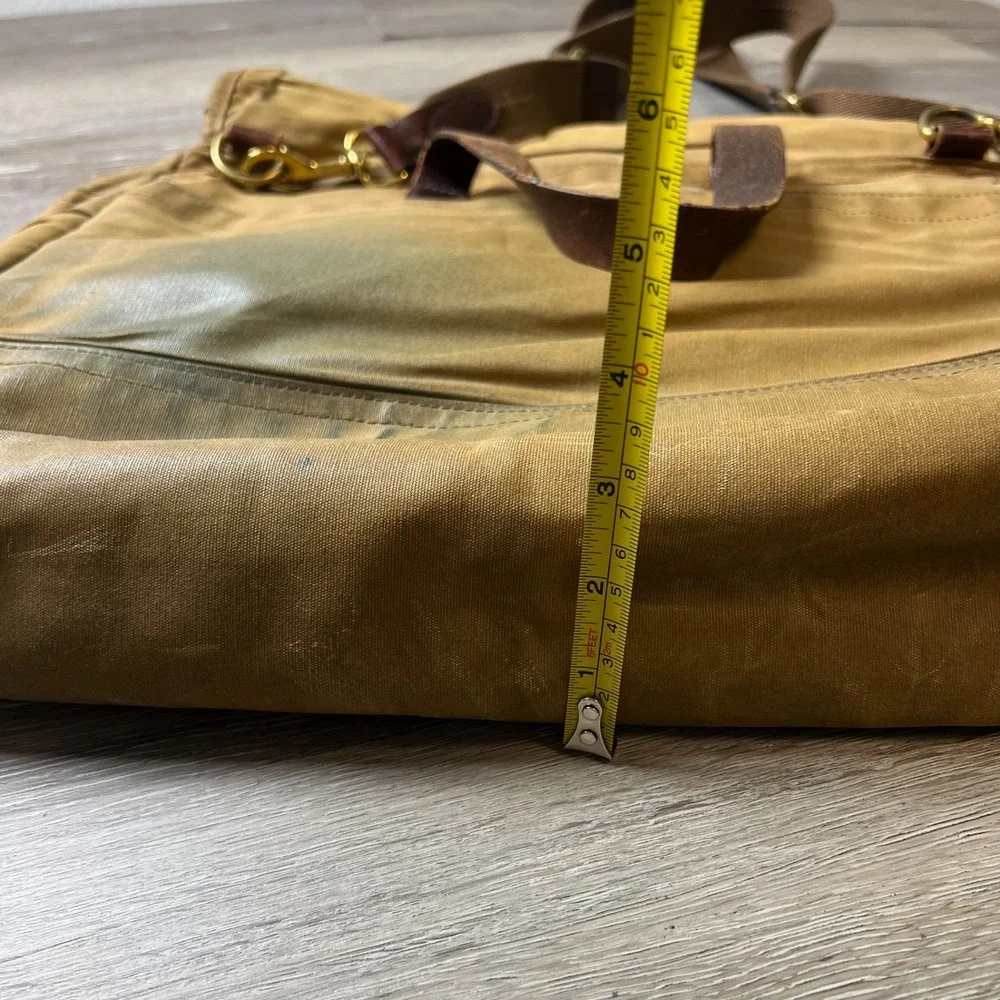 J.Crew Abingdon Messenger Bag Men OS Khaki Waxed Canvas Leather Laptop Briefcase